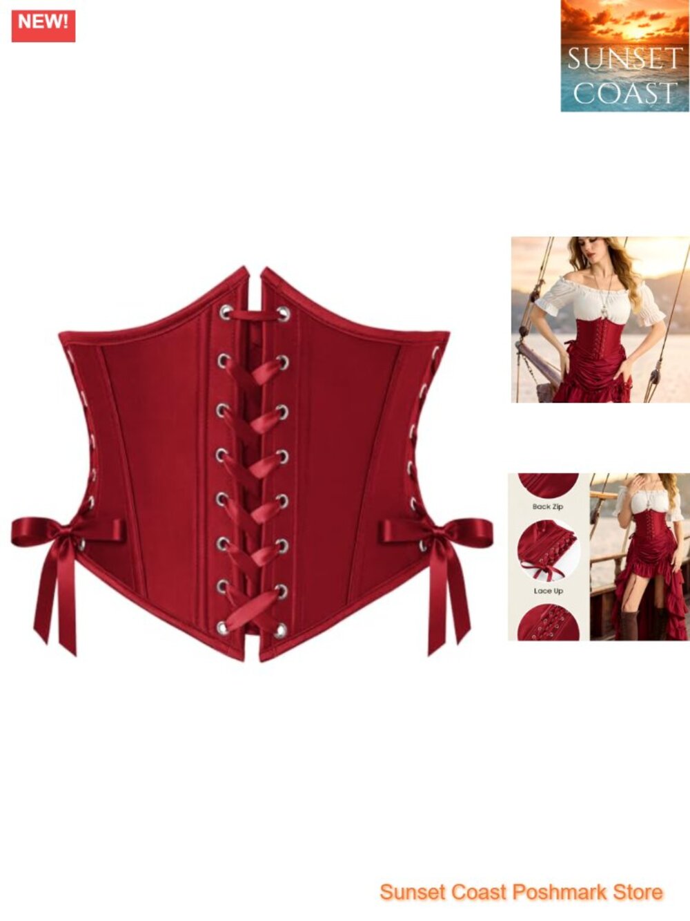 Renaissance Corset Belt Lace-Up Underbust Waist Shaping Medieval
